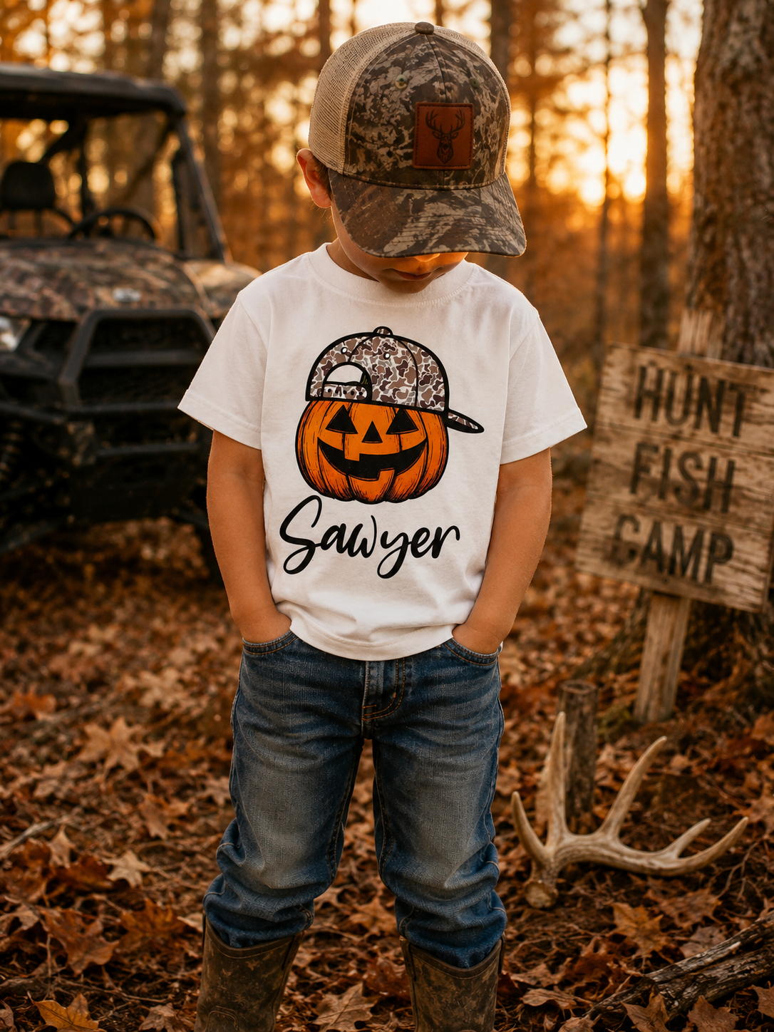 Camo Pumpkin Boys Halloween Tee