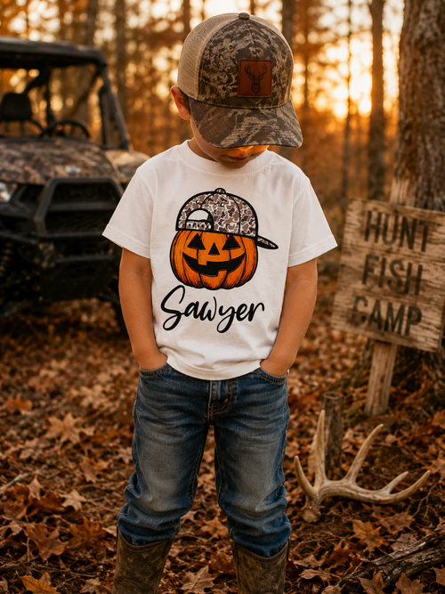 Camo Pumpkin Boys Halloween Tee