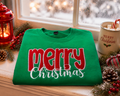 Merry Christmas Fabric Applique Embroidered Sweatshirt