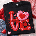 Love Faux Yarn DTF Valentine Sweatshirt-Cozy Knitted Look Crewneck