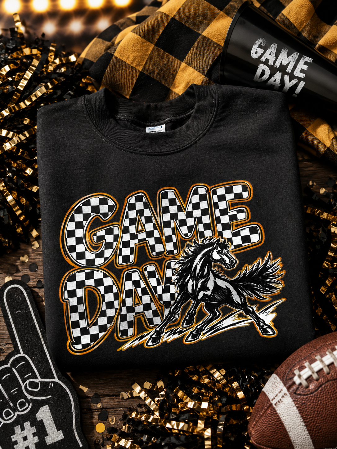 Dark Horse Game Day Checkered Sweatshirt