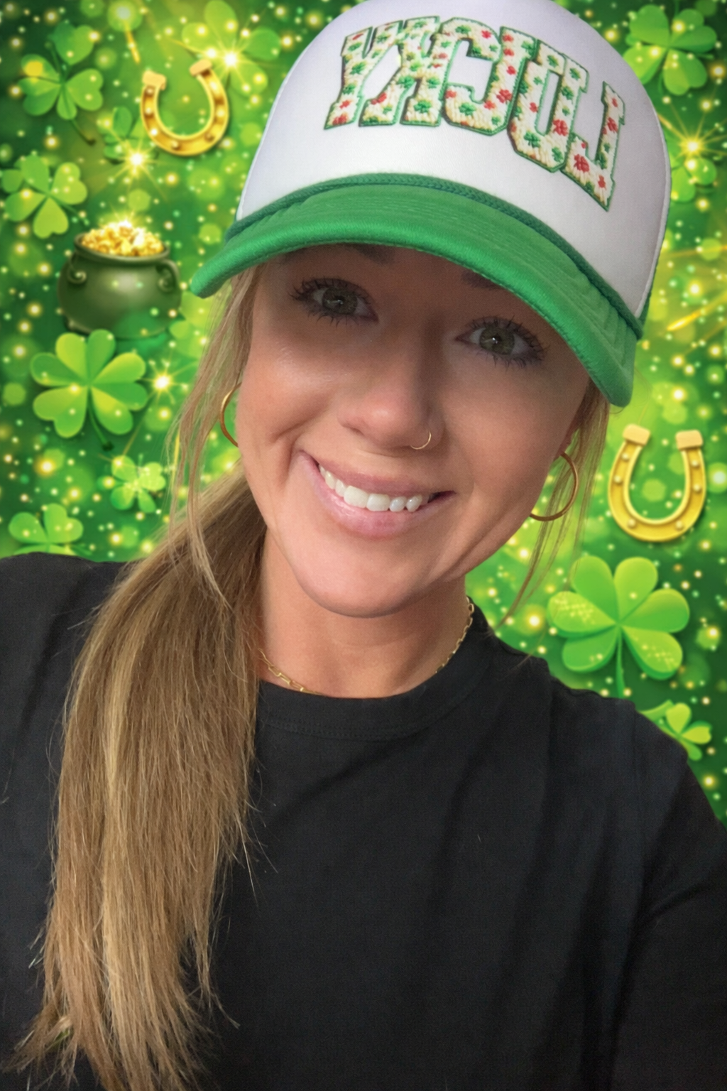 Lucky Foam Trucker Hat-Floral Clover Design