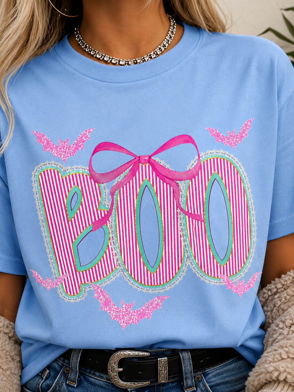 Little Roo BOO Bow & Bats Halloween Youth Tee