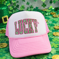 Lucky Pink Foam Trucker Hat-St Patty's Day DTF Print
