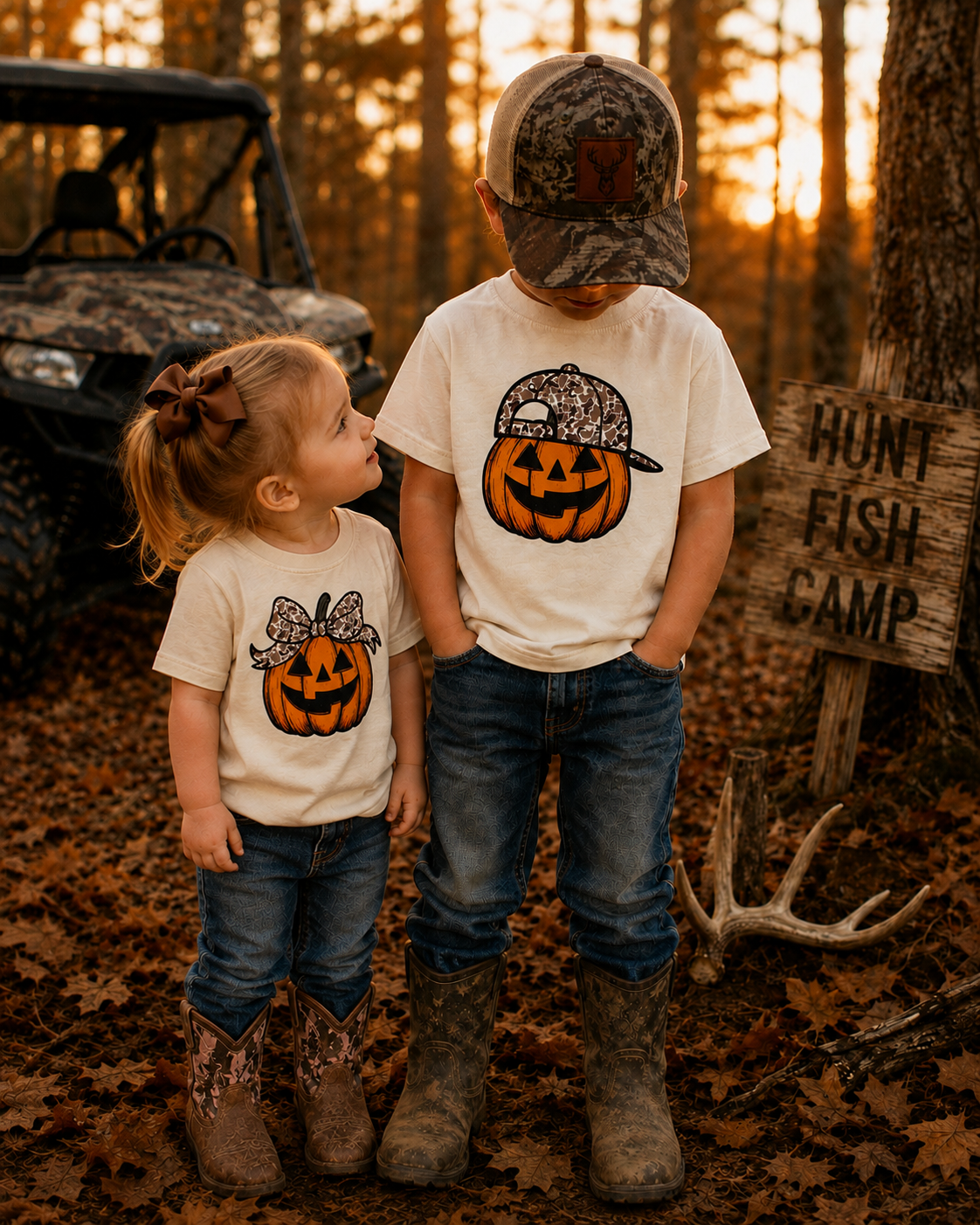 Camo Pumpkin Girls Halloween Tee