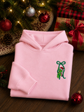Embroidered Grinch Bow Christmas Hoodie