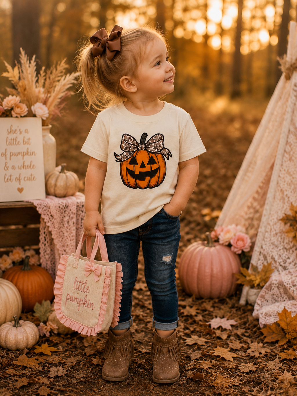 Camo Pumpkin Girls Halloween Tee