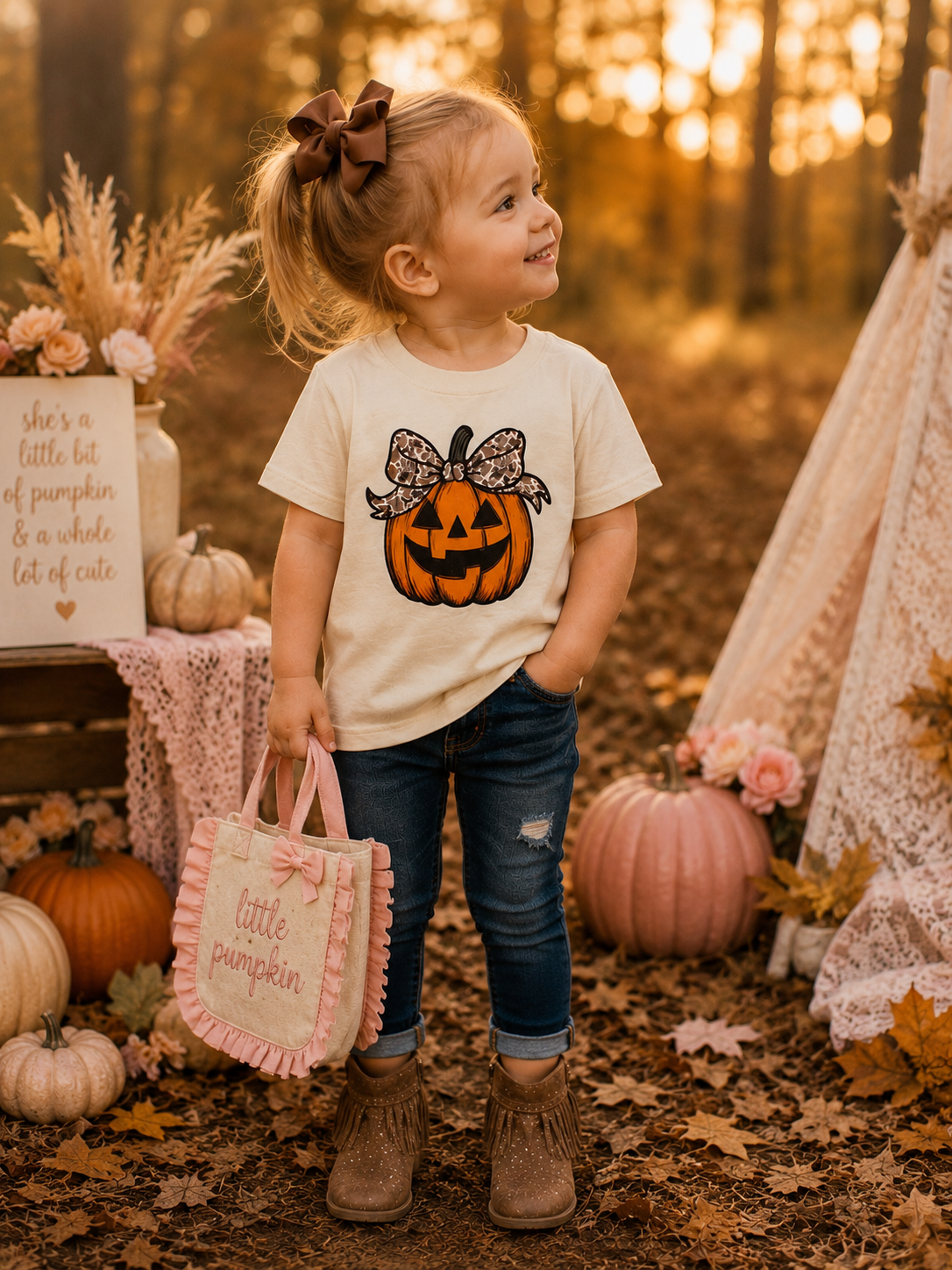 Camo Pumpkin Girls Halloween Tee
