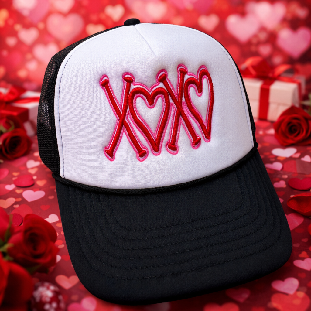 XOXO Puff Embroidered Foam Trucker Hat