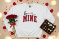 Be Mine Embroidered Valentine's Day Red Glitter Sweatshirt