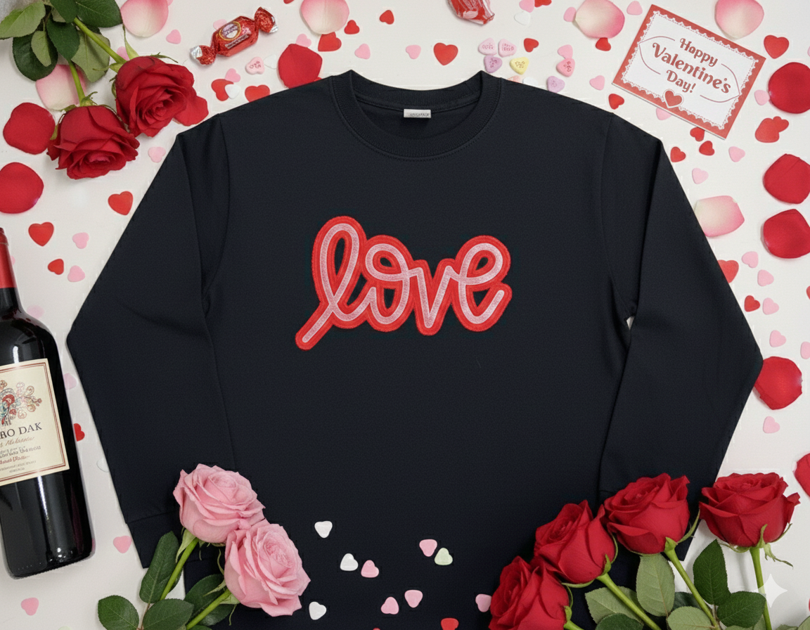 LOVE Embroidered Applique Sweatshirt-Valentine's Edition