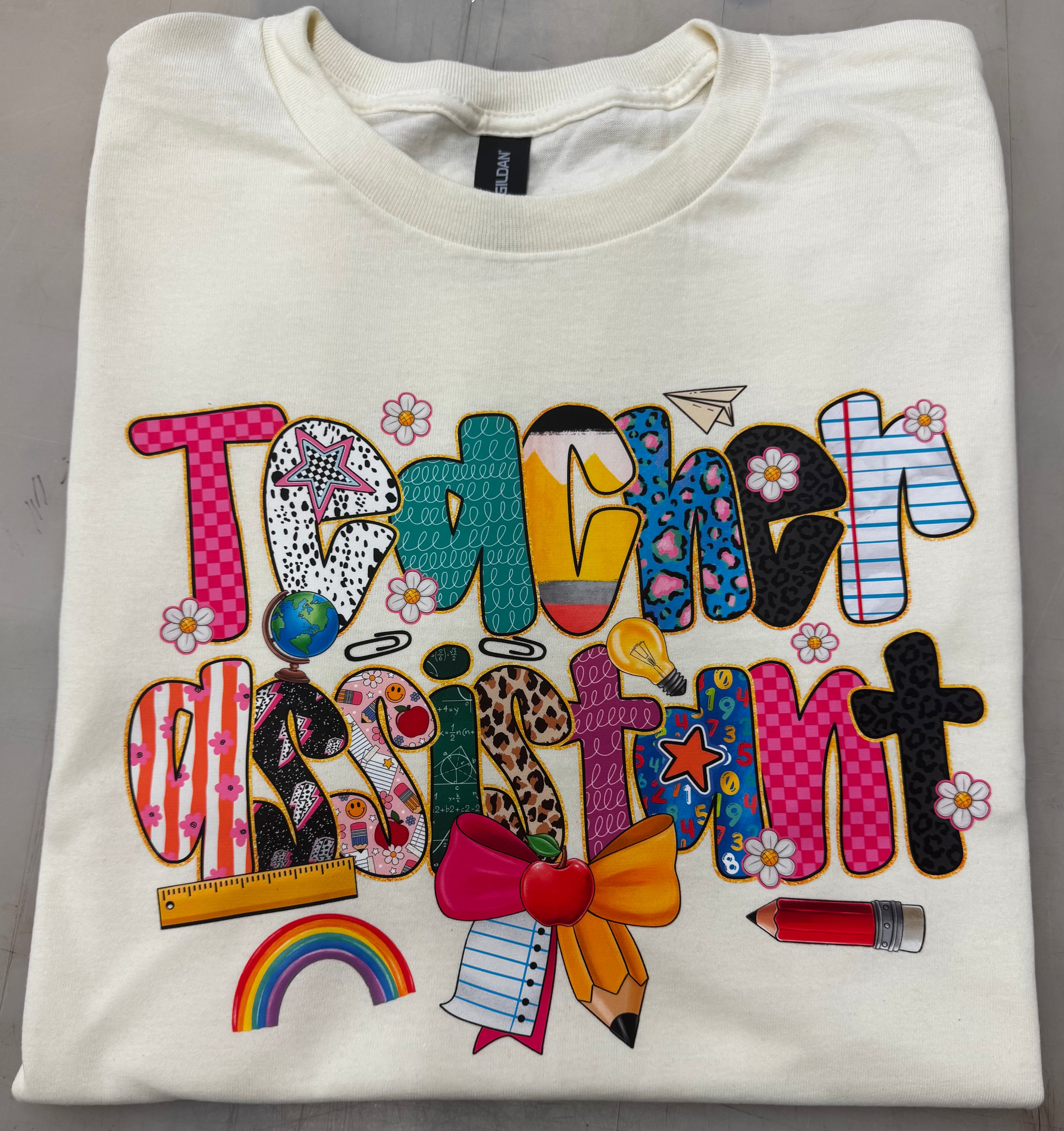 TEACHER ASSISTANT COLORFUL GRAPHIC TEE