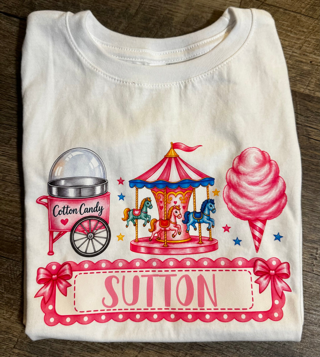 Personalized Girl's County Fair Tee | Cotton Candy & Carousel