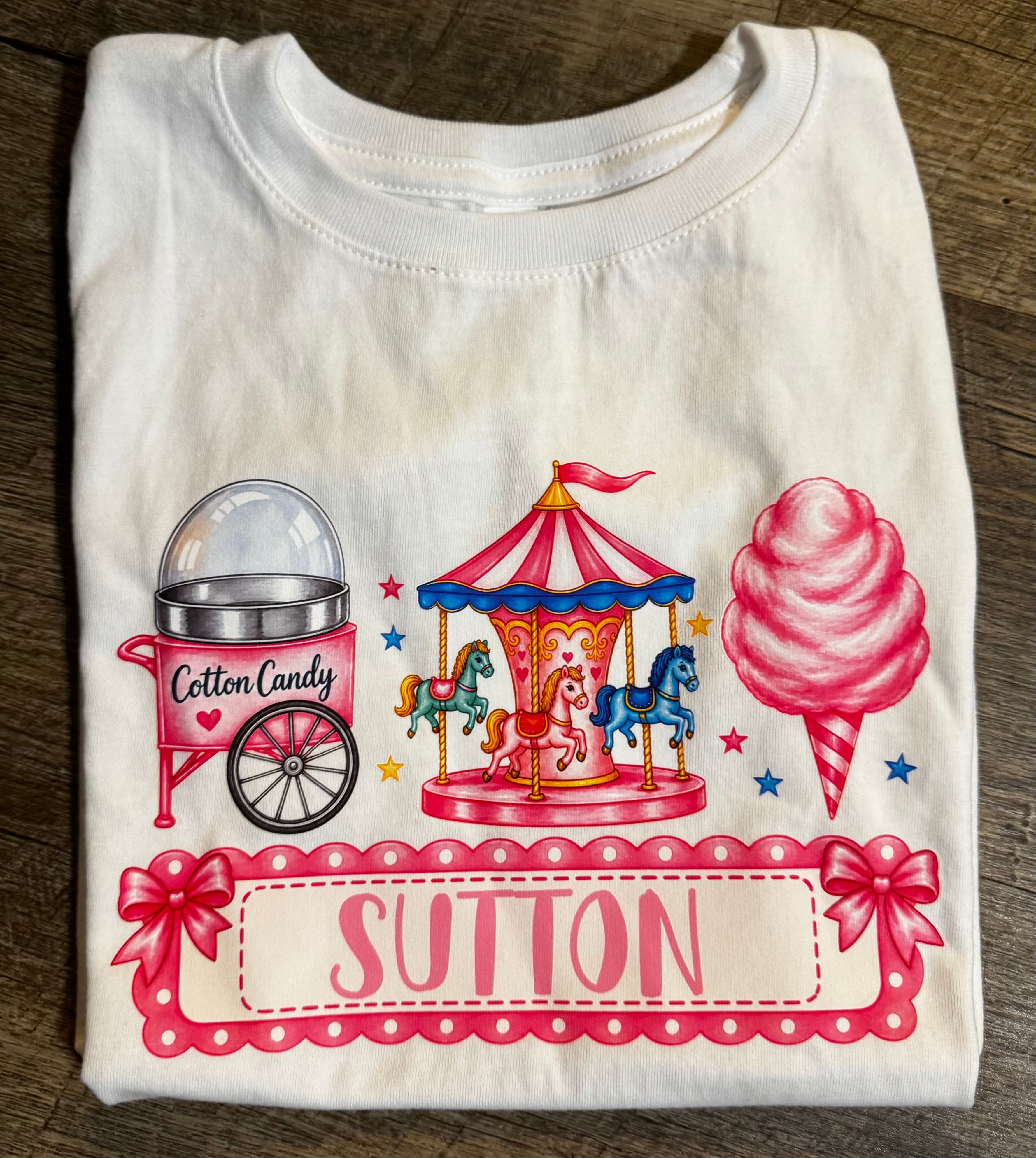 Personalized Girl's County Fair Tee | Cotton Candy & Carousel