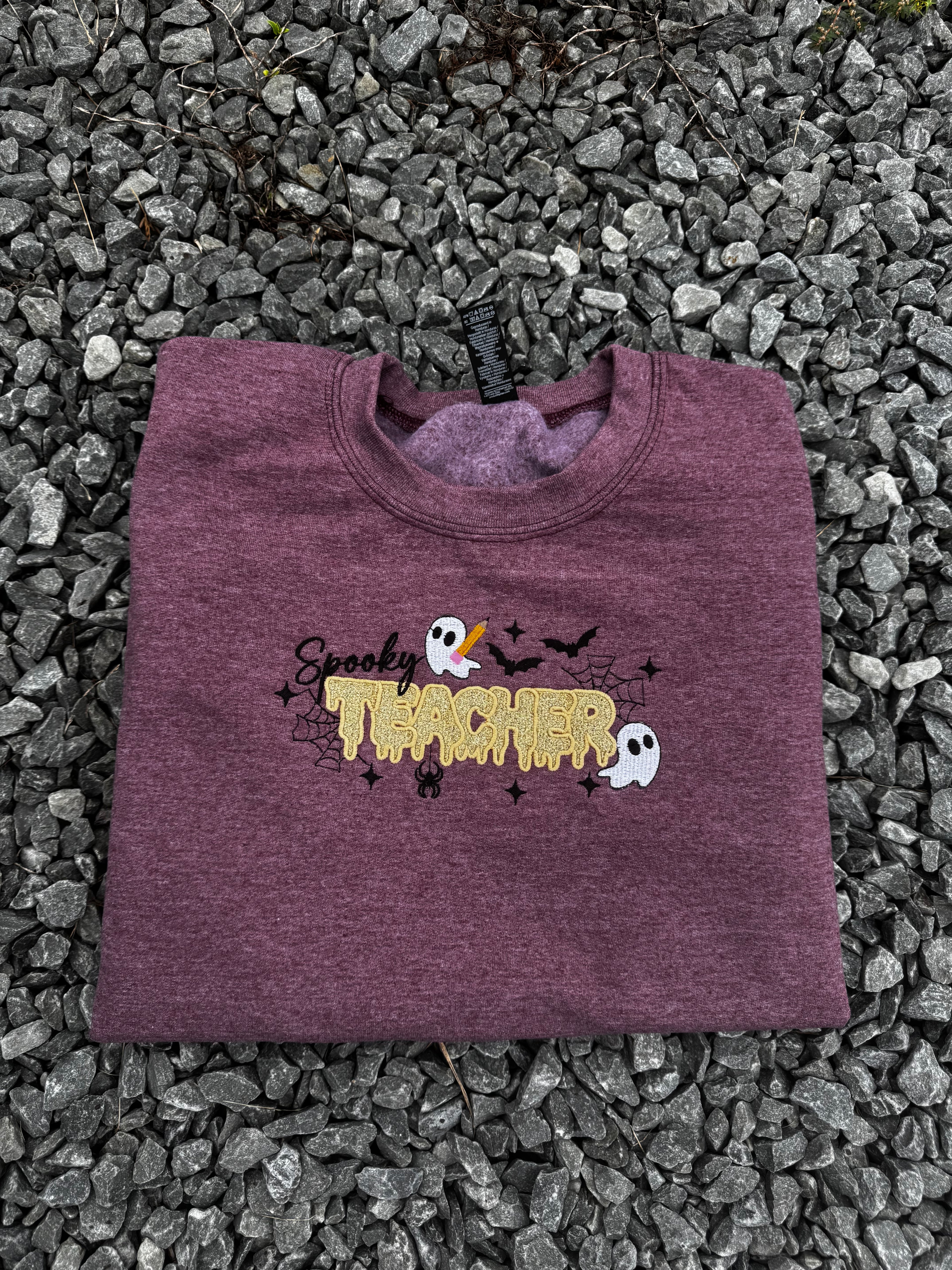 Spooky Teacher Glitter Appliqué Sweatshirt | Halloween Teacher Crewneck
